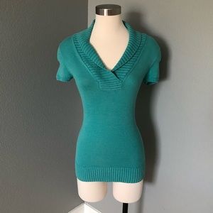 BCBG MaxAzria Cowl V-Neck Knit Sweater Blouse